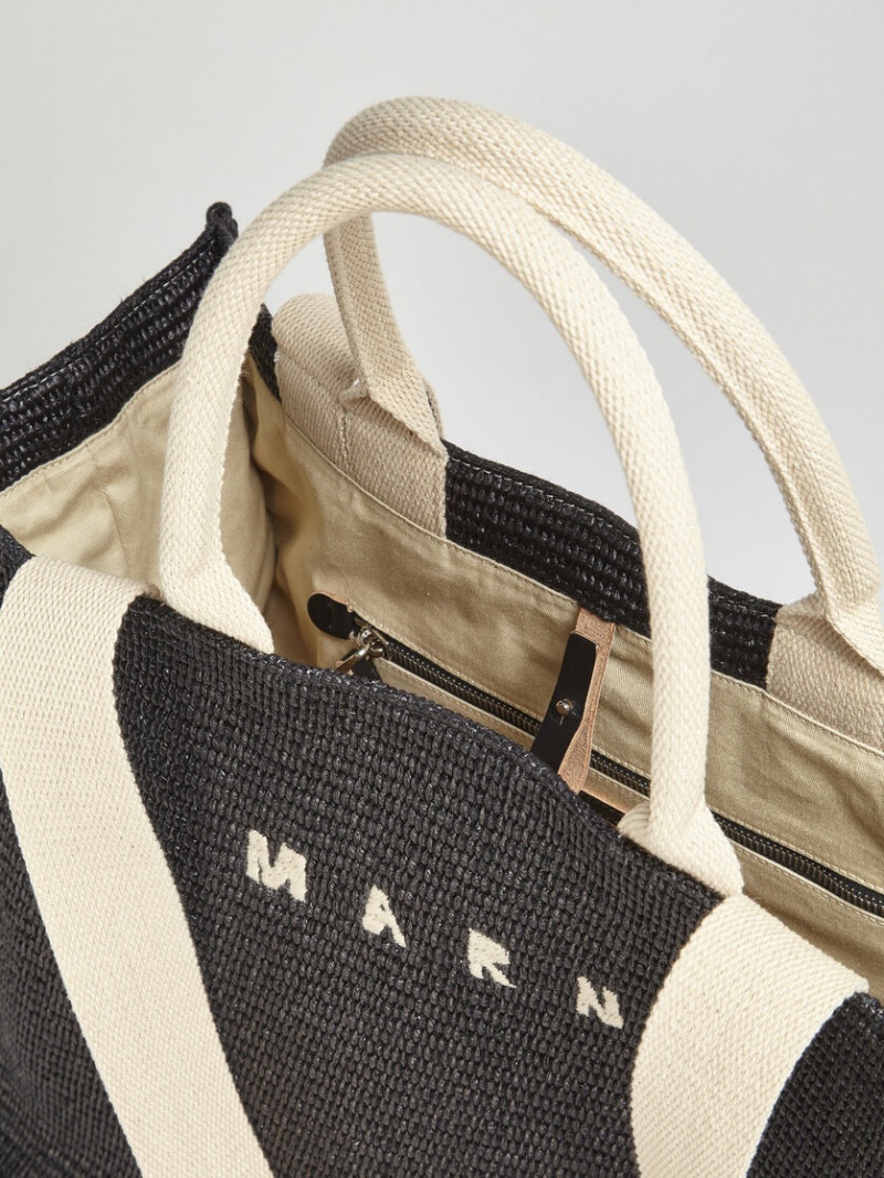 Marni Raffia Shopping Bag Zwart | SBENY60235