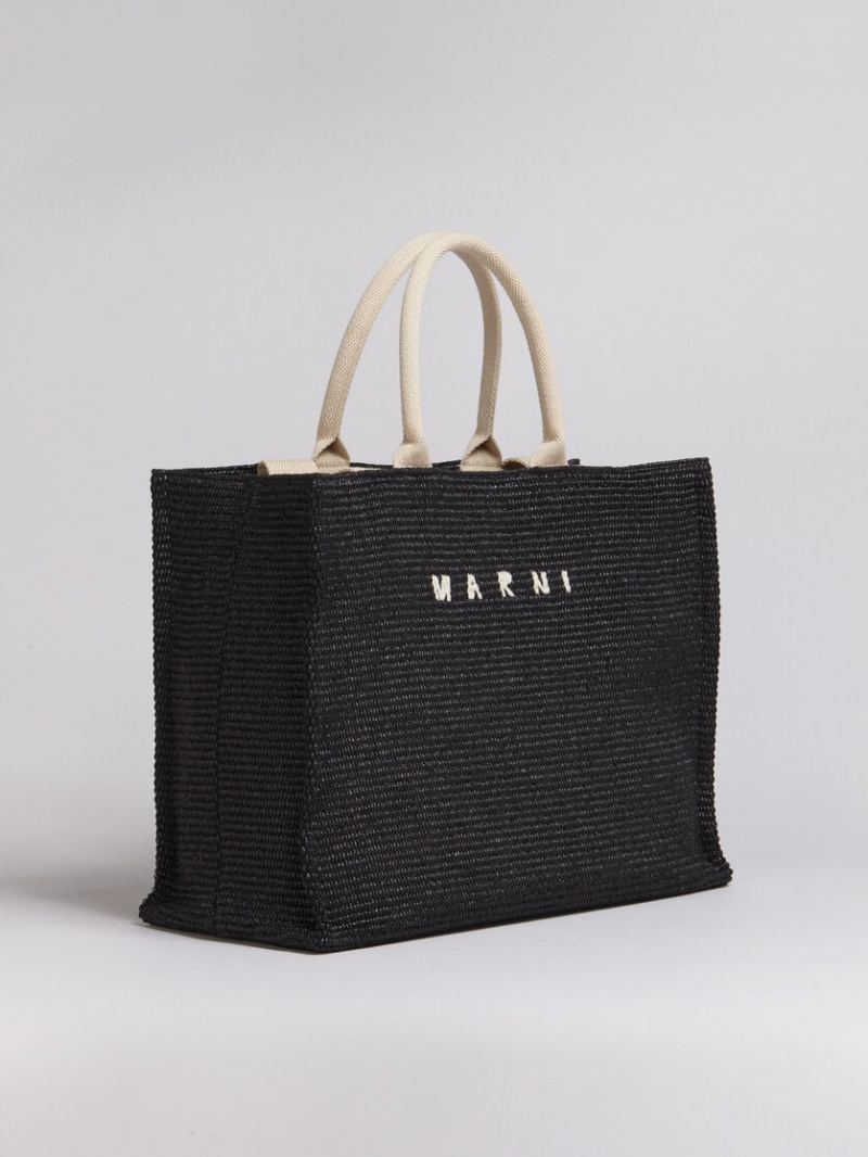 Marni Raffia Shopping Bag Zwart | SBENY60235