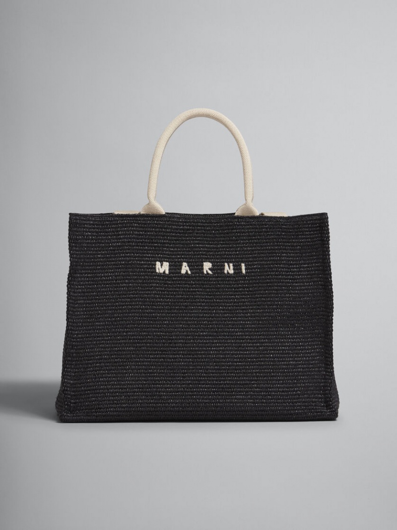 Marni Raffia Shopping Bag Zwart | SBENY60235