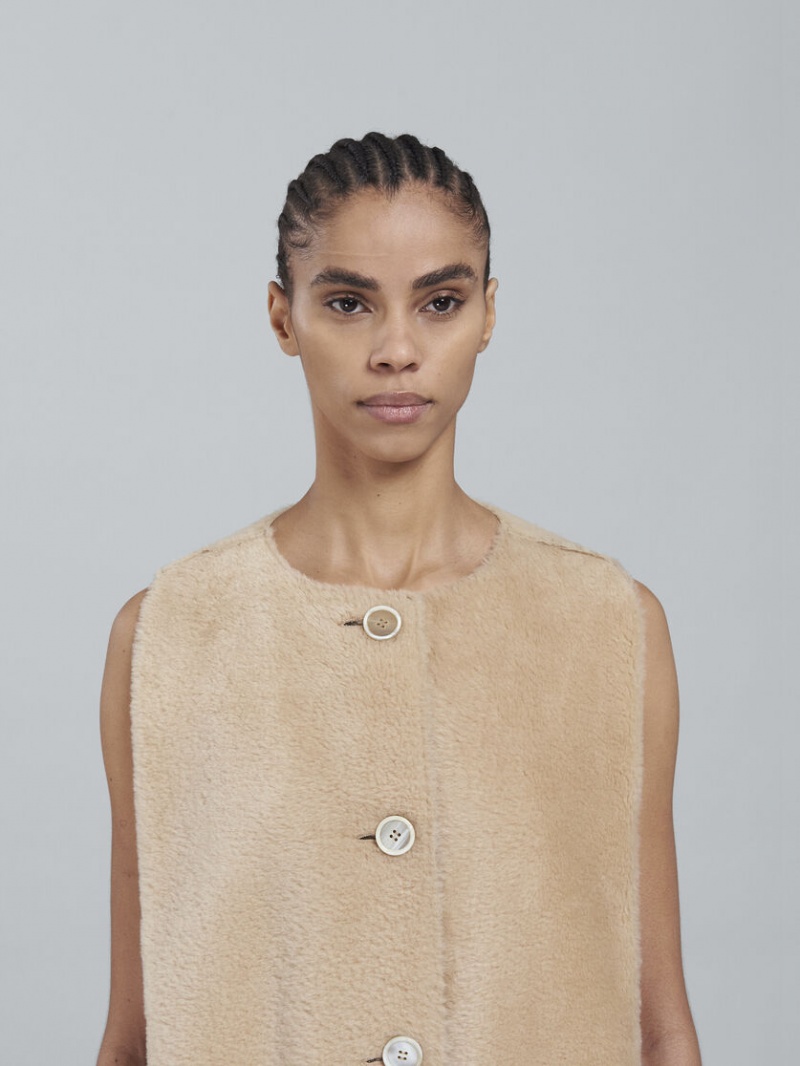 Marni Reversible Light Merino Velour Vest Beige | SBENY40005