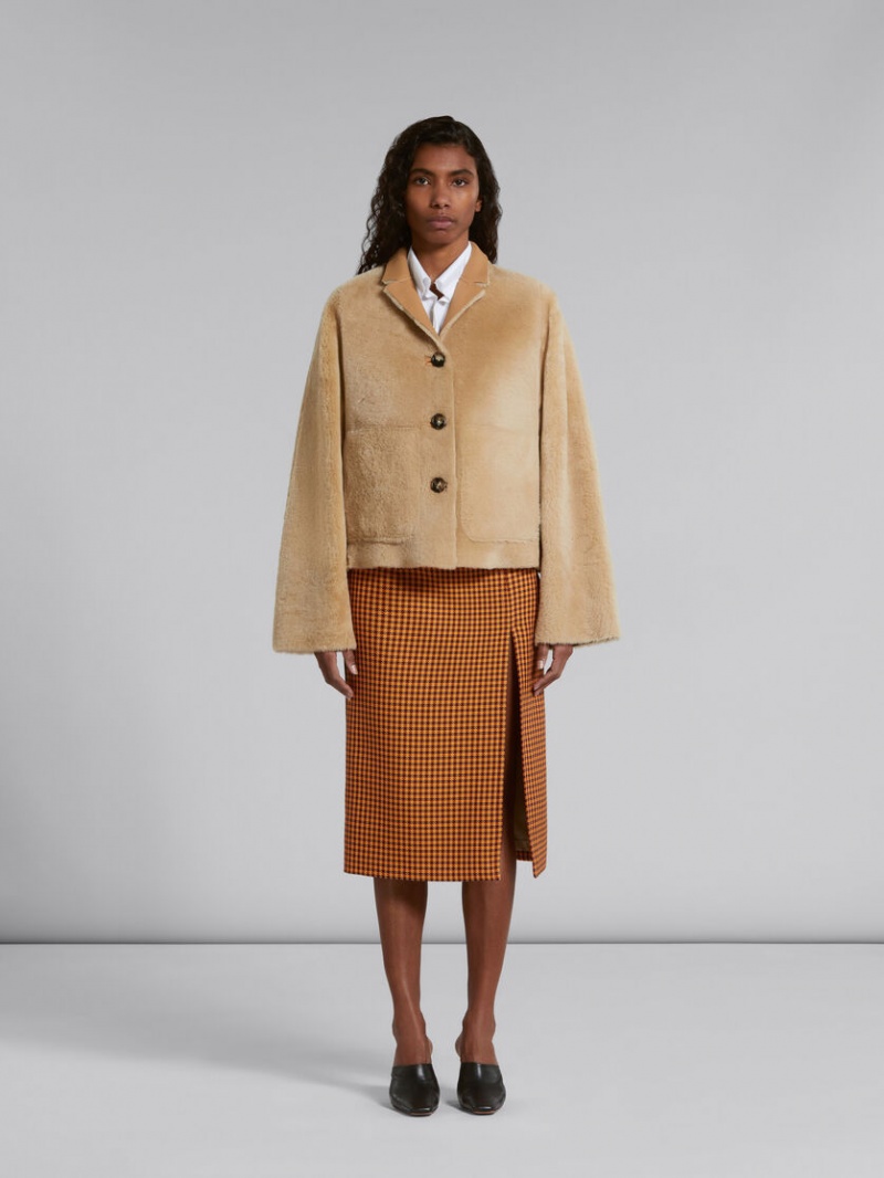 Marni Reversible Shearling Jacket Beige | BEXBR36232