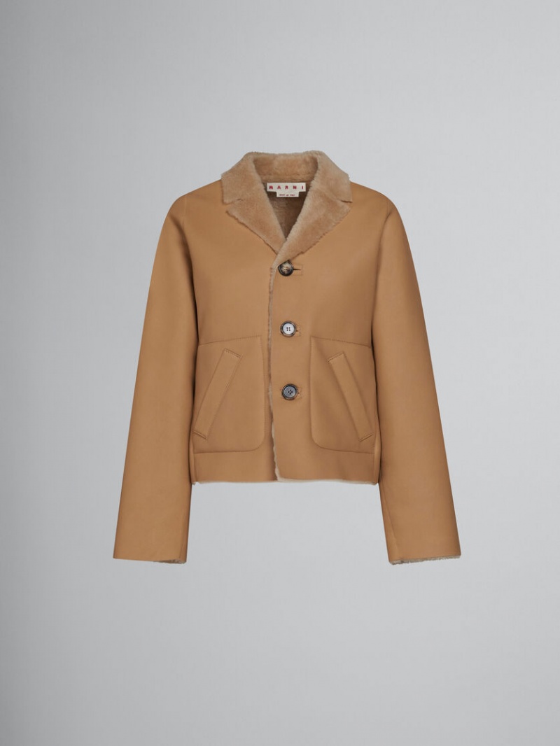 Marni Reversible Shearling Jacket Beige | BEXBR36232