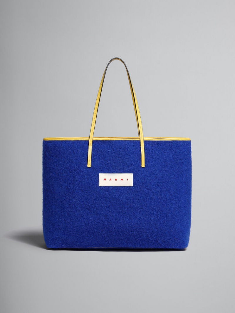 Marni Reversible Shopping Bag In Felt And Katoenen Blauw | BEEGJ21054