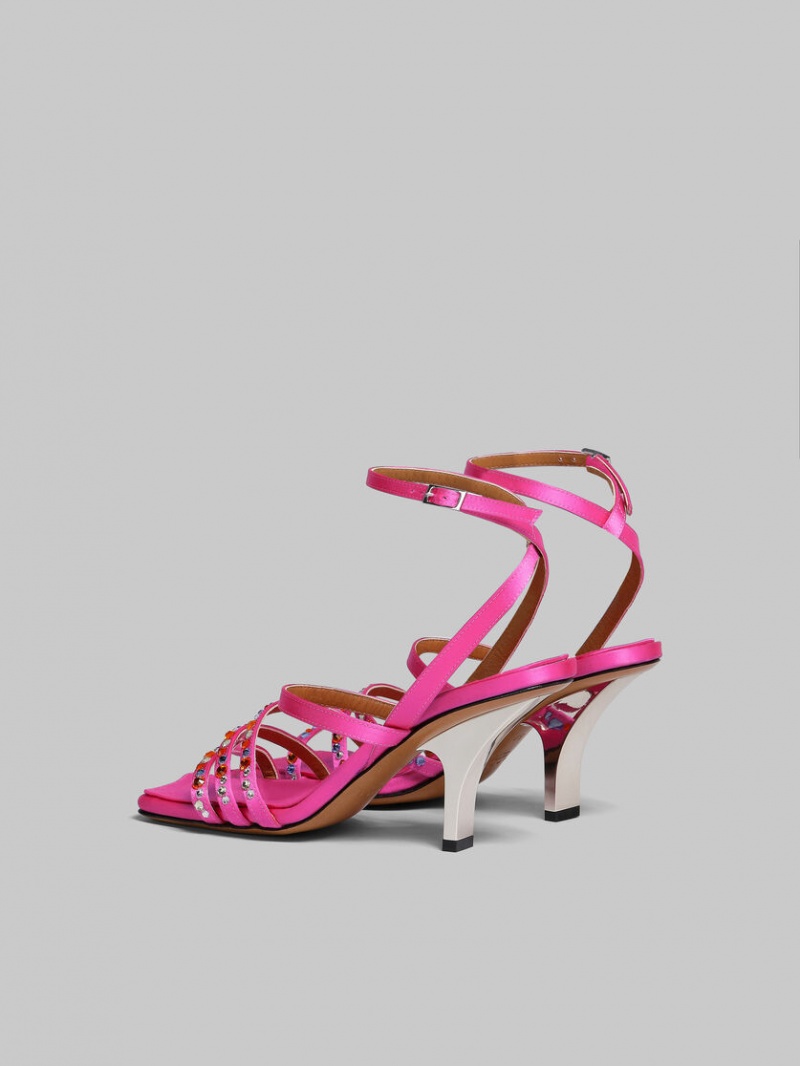 Marni Satin Bandjes Sandal Fuchsie | FBEHY82383