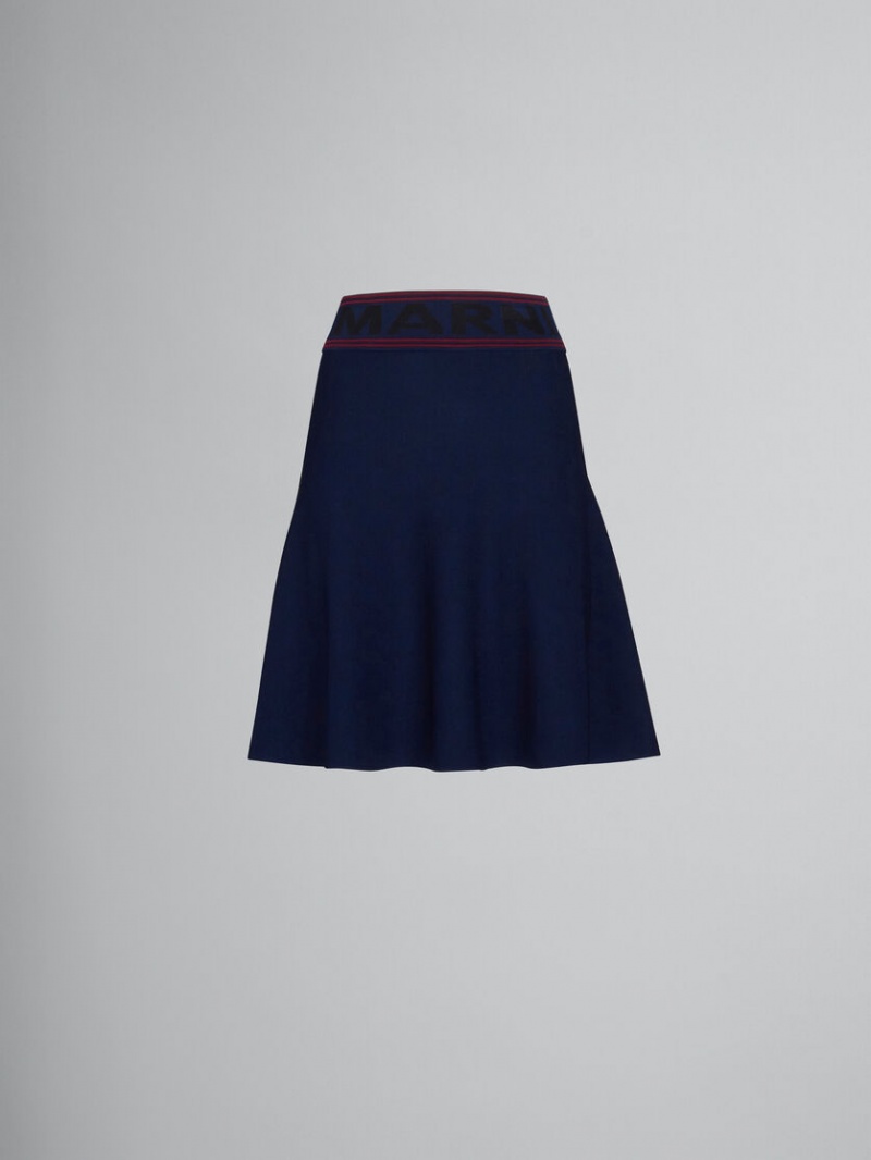 Marni Skirt With Logo Taille Blauw | GBEUC91483