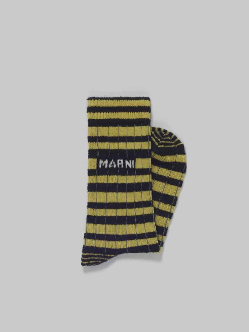 Marni Socks With Terry Stripes Groen Zwart | BEZDE10328