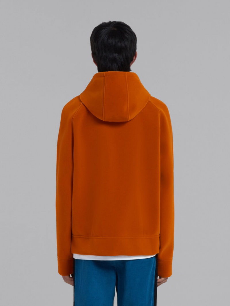 Marni Sponge Jersey Hoodie With Logo Drawstring Oranje | UBEND25354