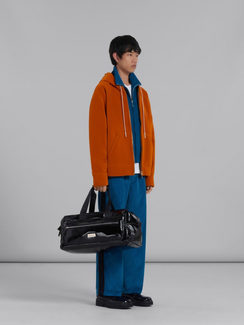 Marni Sponge Jersey Hoodie With Logo Drawstring Oranje | UBEND25354