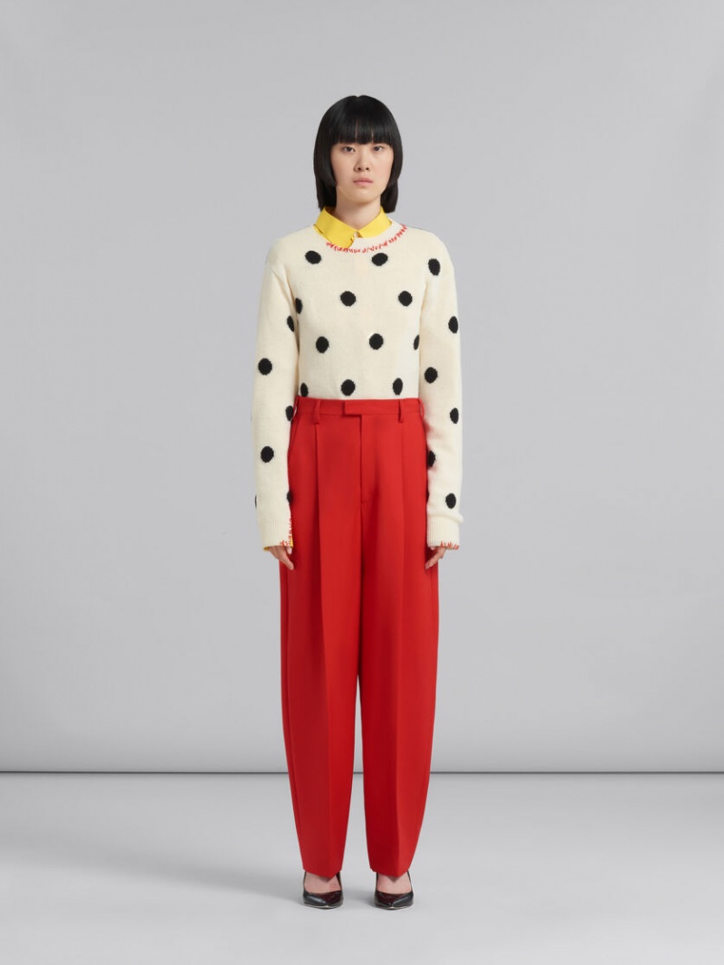 Marni Tropical Wol Tailored Trousers Rood | DBEVO66092