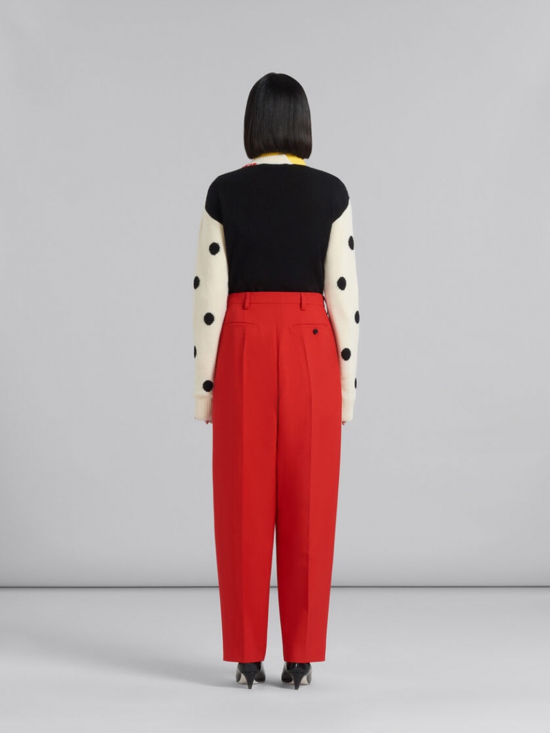 Marni Tropical Wol Tailored Trousers Rood | DBEVO66092