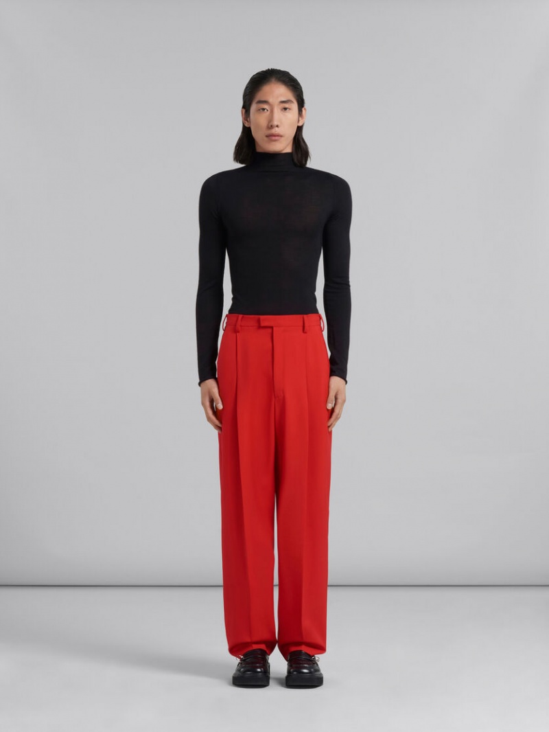 Marni Tropical Wol Tailored Trousers Rood | ZBEMJ72218