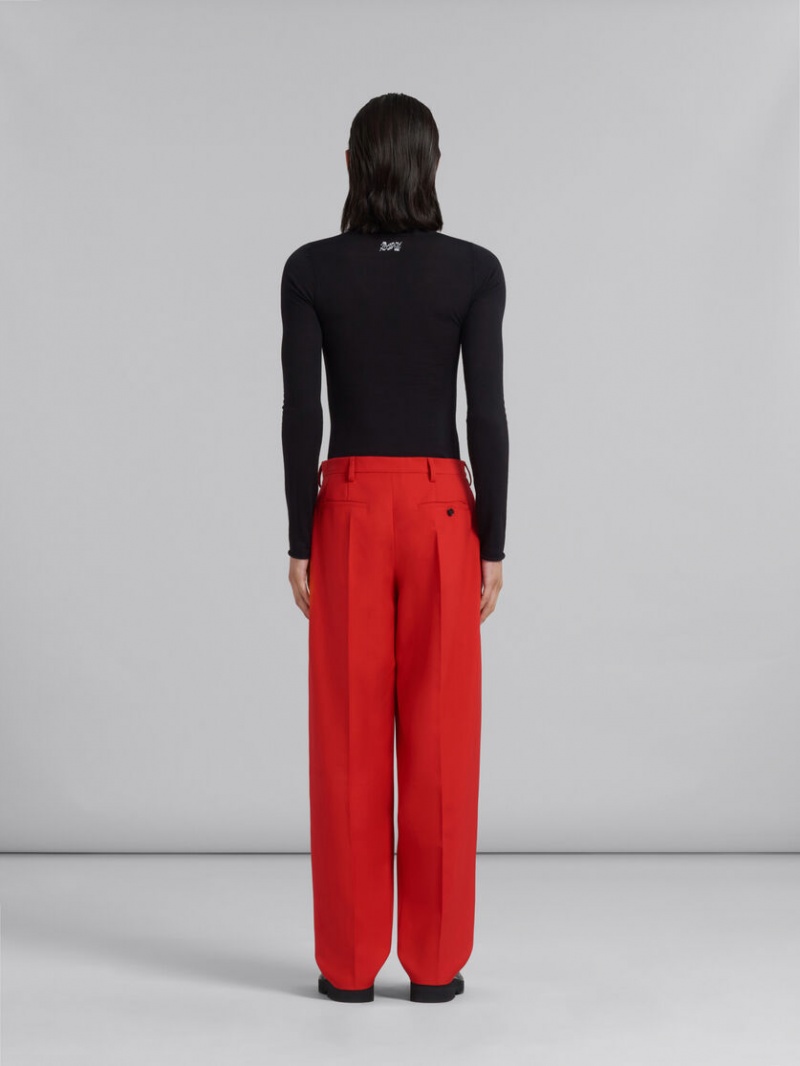 Marni Tropical Wol Tailored Trousers Rood | ZBEMJ72218