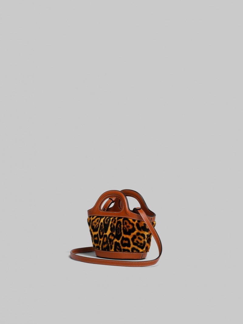 Marni Tropicalia Micro Bag Kort-hair Shearling Leopard | BECVG17522