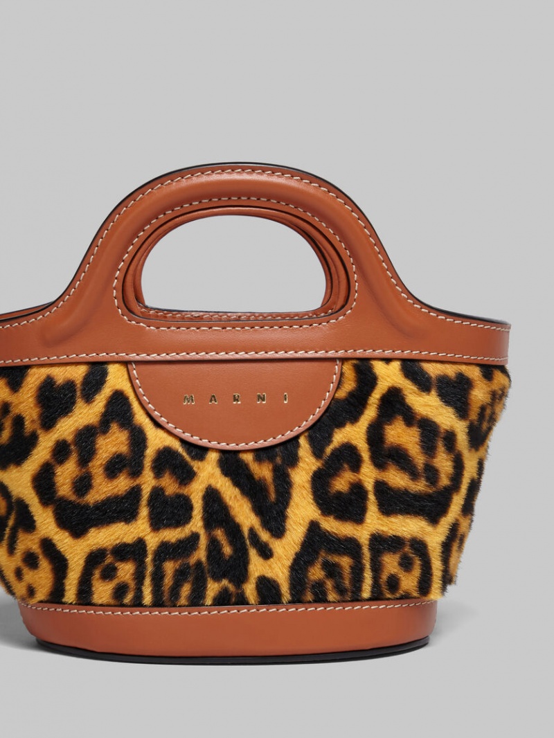 Marni Tropicalia Micro Bag Kort-hair Shearling Leopard | BECVG17522