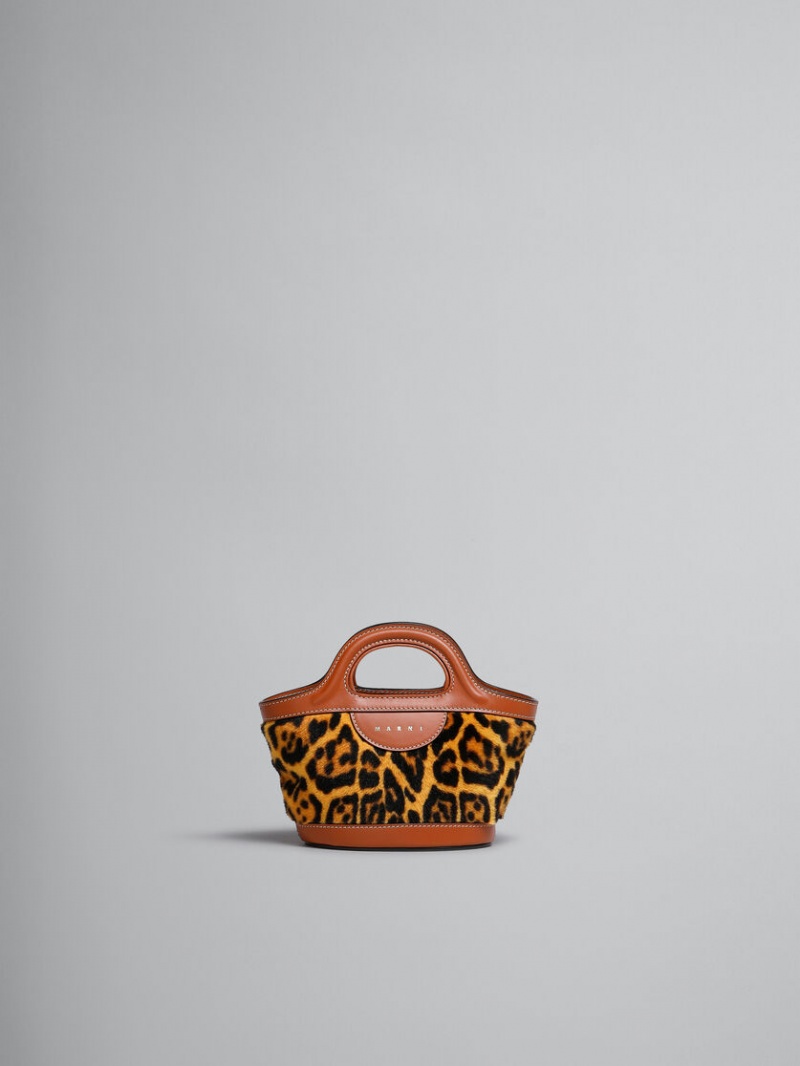 Marni Tropicalia Micro Bag Kort-hair Shearling Leopard | BECVG17522