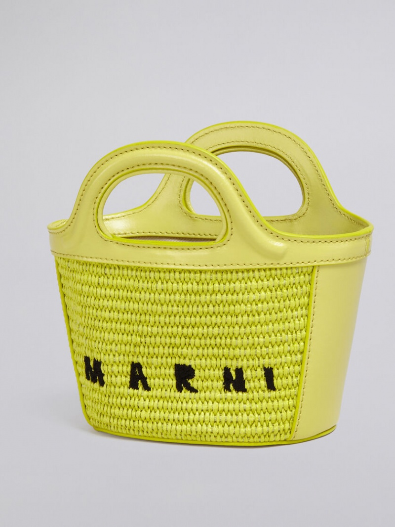 Marni Tropicalia Micro Bag Leren And Raffia Geel | BEEGJ90777