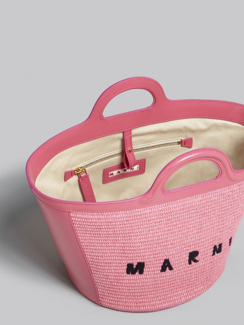 Marni Tropicalia Small Bag Leren And Raffia Roze | EBEHC83886