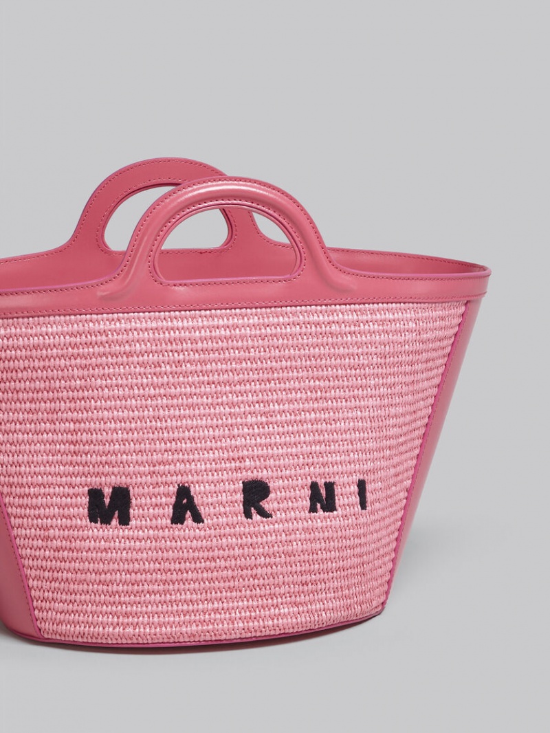 Marni Tropicalia Small Bag Leren And Raffia Roze | EBEHC83886