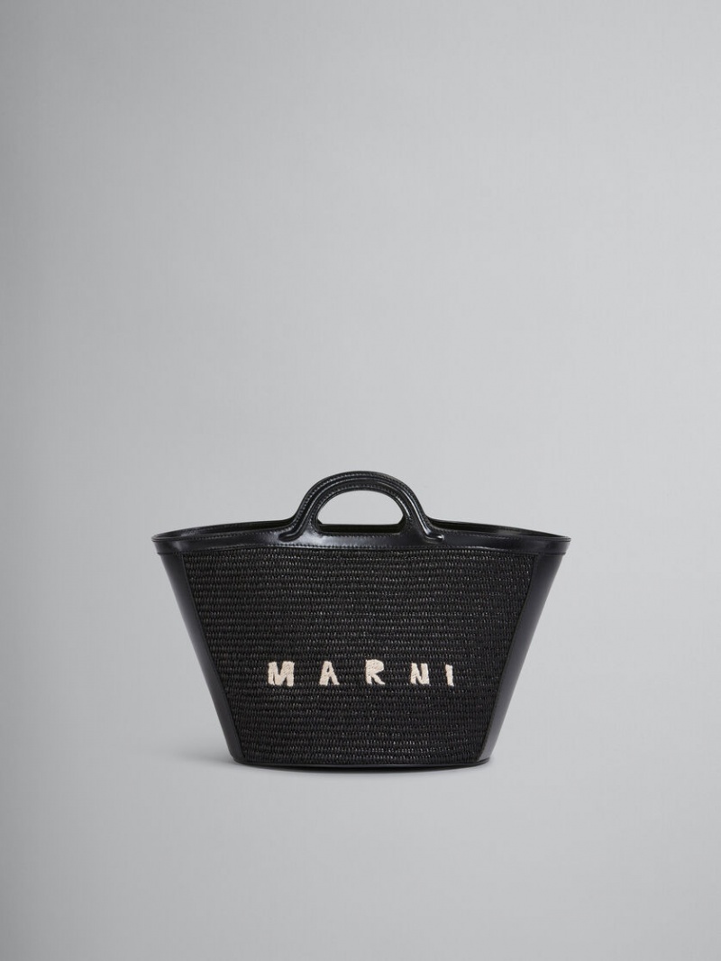 Marni Tropicalia Small Bag Leren And Raffia Zwart | BEQCS19090