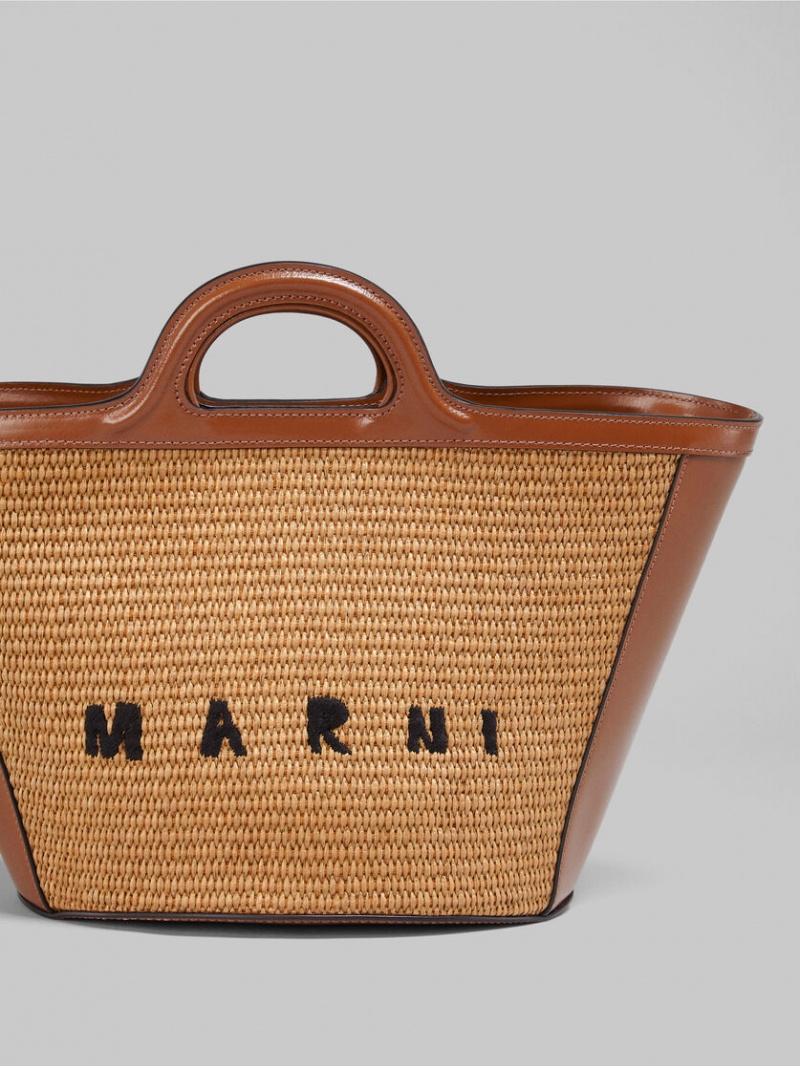 Marni Tropicalia Small Bag Leren And Raffia Bruin | GBEEC68845