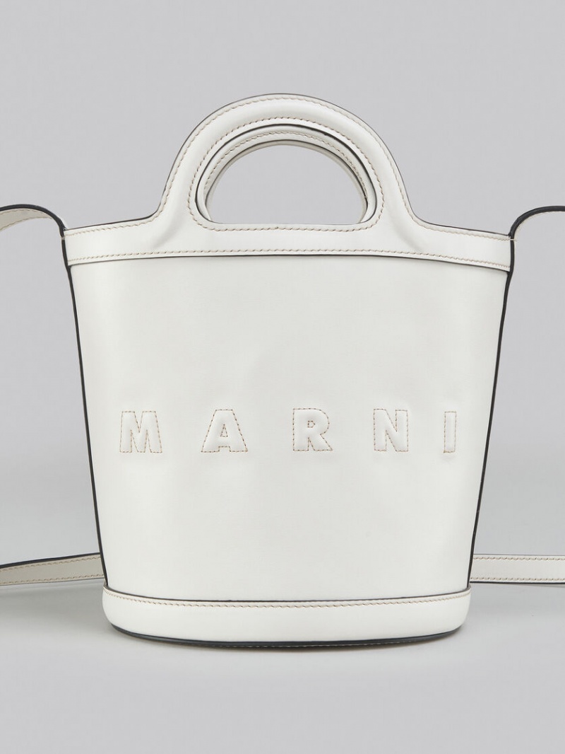 Marni Tropicalia Small Bucket Bag Leren Wit | GBEEC24574