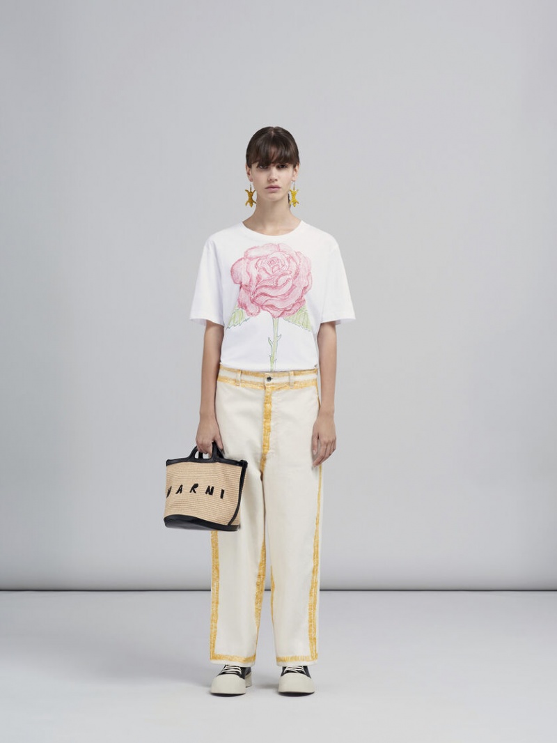 Marni Tropicalia Small Bucket Bag Leren And Raffia Zwart | PBEER22215