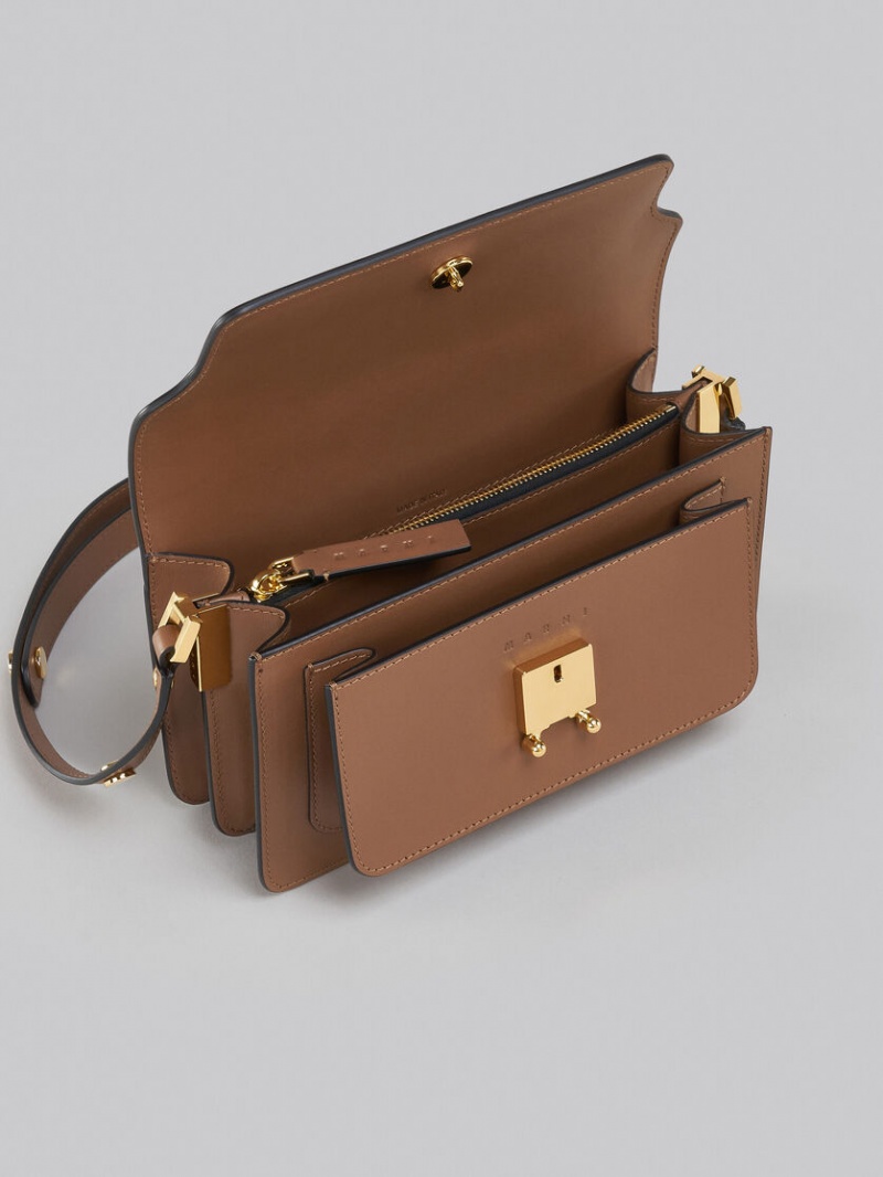 Marni Trunk Bag E/W In Leren Bruin | BEICD42752