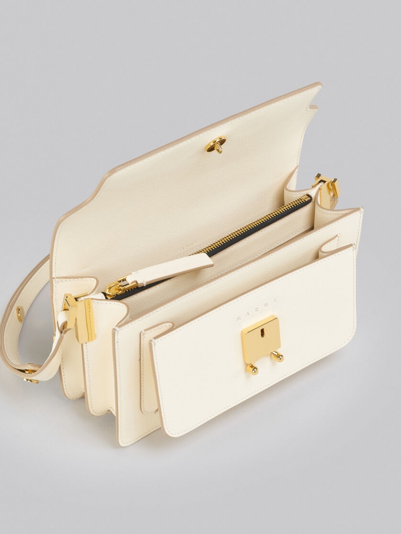 Marni Trunk Bag E/W In White Saffiano Leren Wit | MBEFT31883