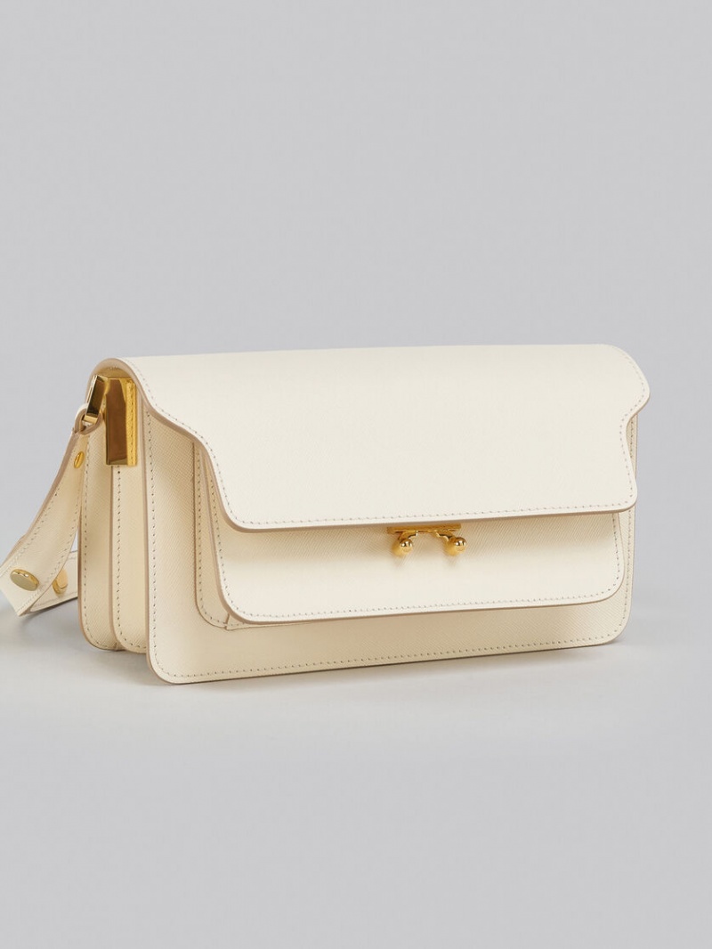 Marni Trunk Bag E/W In White Saffiano Leren Wit | MBEFT31883