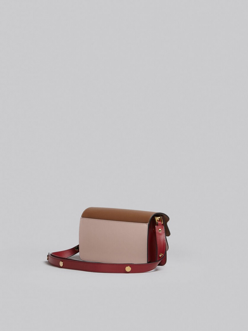 Marni Trunk Bag E/W Leren Bruin Roze Rood | DBEVO52485