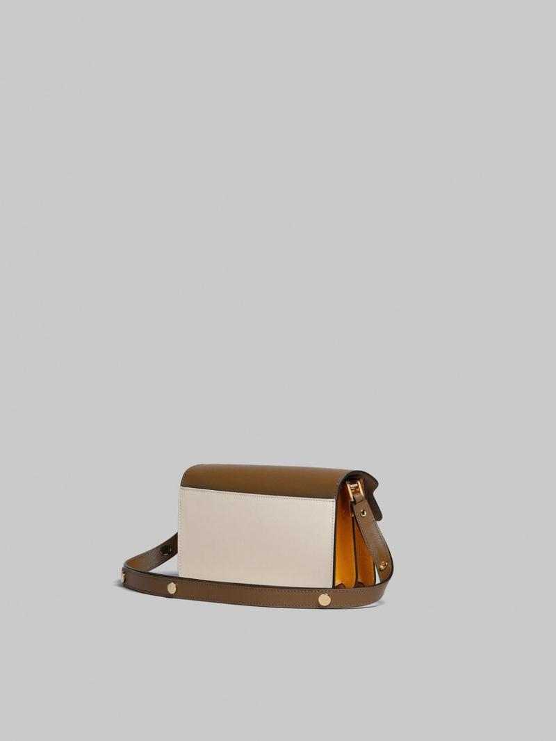 Marni Trunk Bag E/W Leren Bruin Wit Oranje | ZBENQ98134