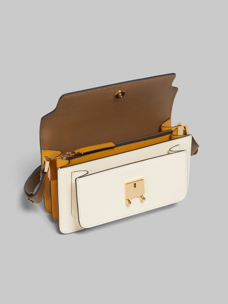 Marni Trunk Bag E/W Leren Bruin Wit Oranje | ZBENQ98134