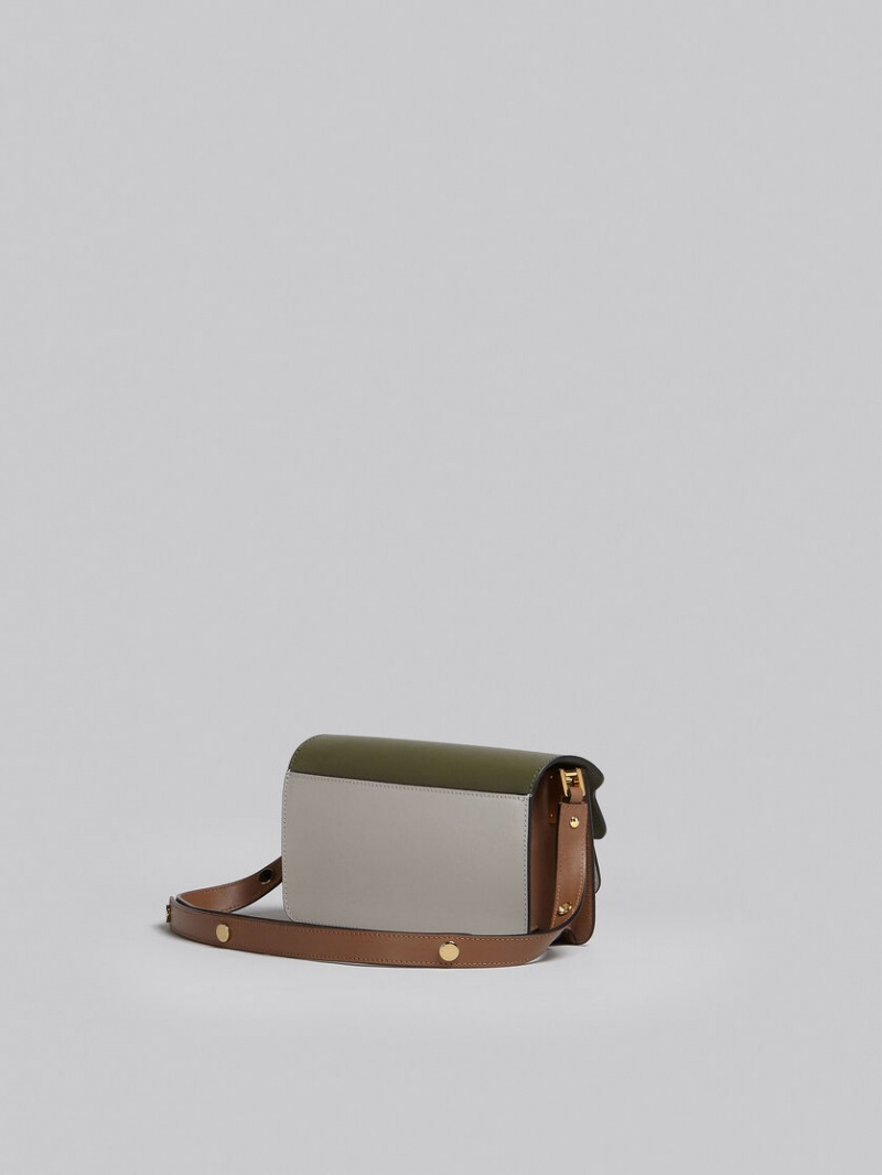 Marni Trunk Bag E/W Leren Groen Grijs Bruin | BEJKU95281