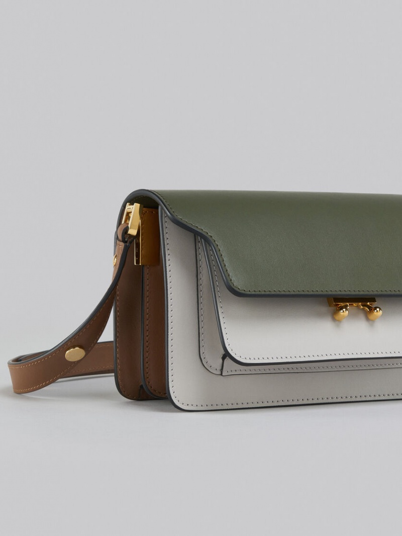 Marni Trunk Bag E/W Leren Groen Grijs Bruin | BEJKU95281