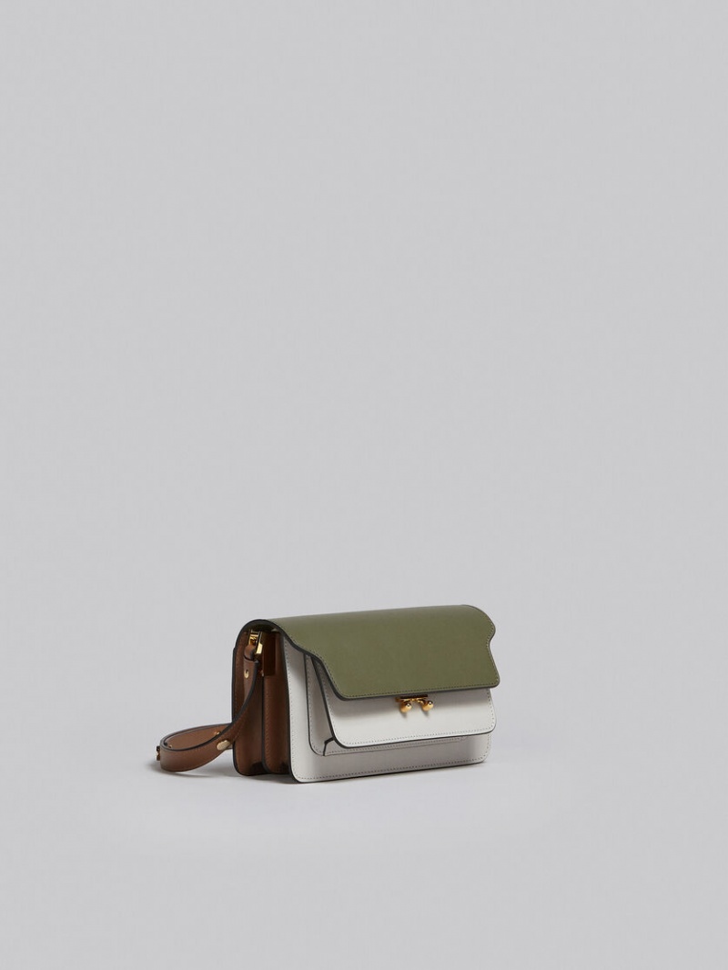 Marni Trunk Bag E/W Leren Groen Grijs Bruin | BEJKU95281