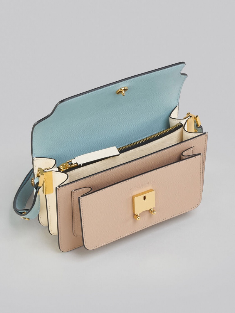 Marni Trunk Bag E/W Leren Lichtblauw Beige | BEICD62127