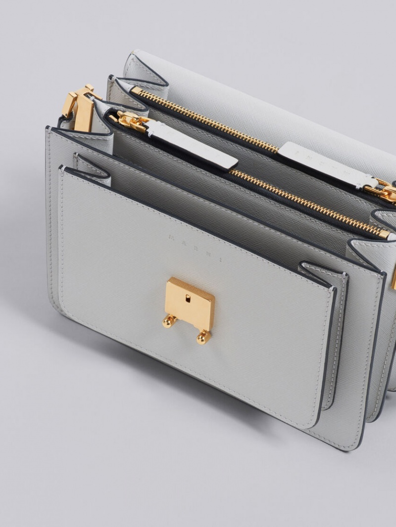 Marni Trunk Medium Bag Saffiano Leren Grijs | QBEWA25641