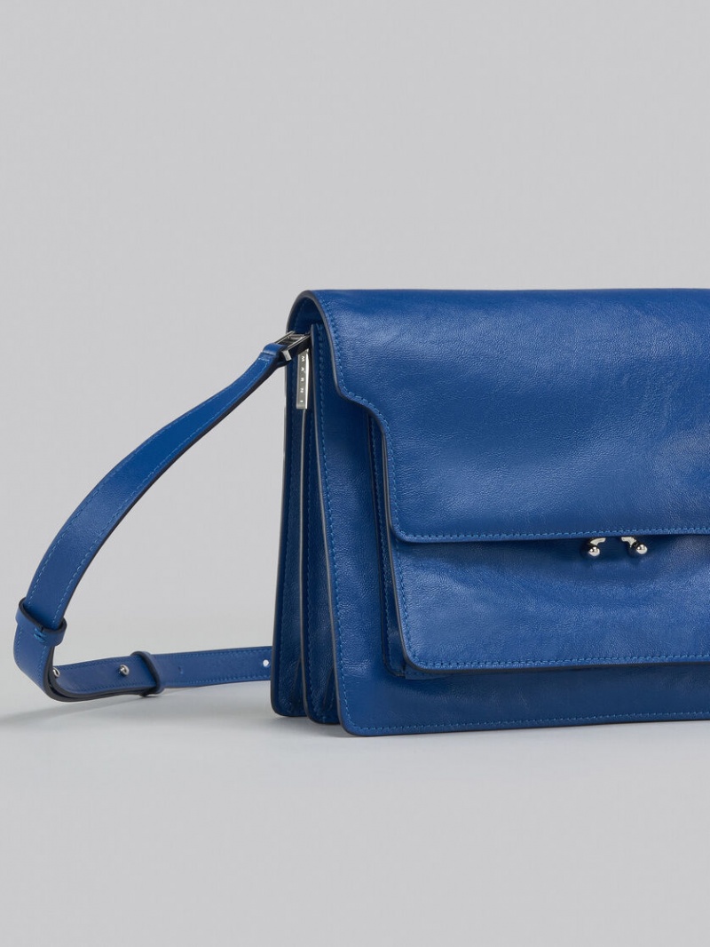 Marni Trunk Soft Large Bag Leren Blauw | YBEGT55613