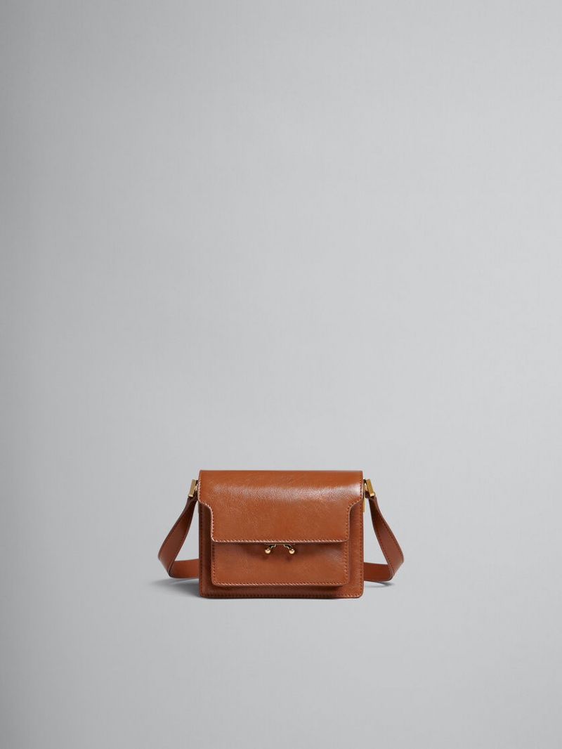 Marni Trunk Soft Mini Bag Leren Bruin | BEQAV82185