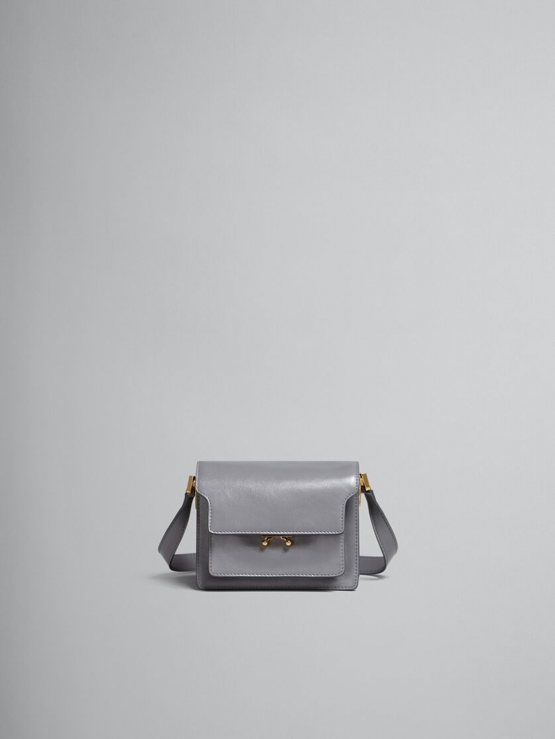 Marni Trunk Soft Mini Bag Leren Grijs | BEICD47016