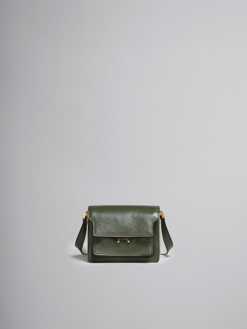 Marni Trunk Soft Mini Bag Leren Groen Wit | SBENY23524