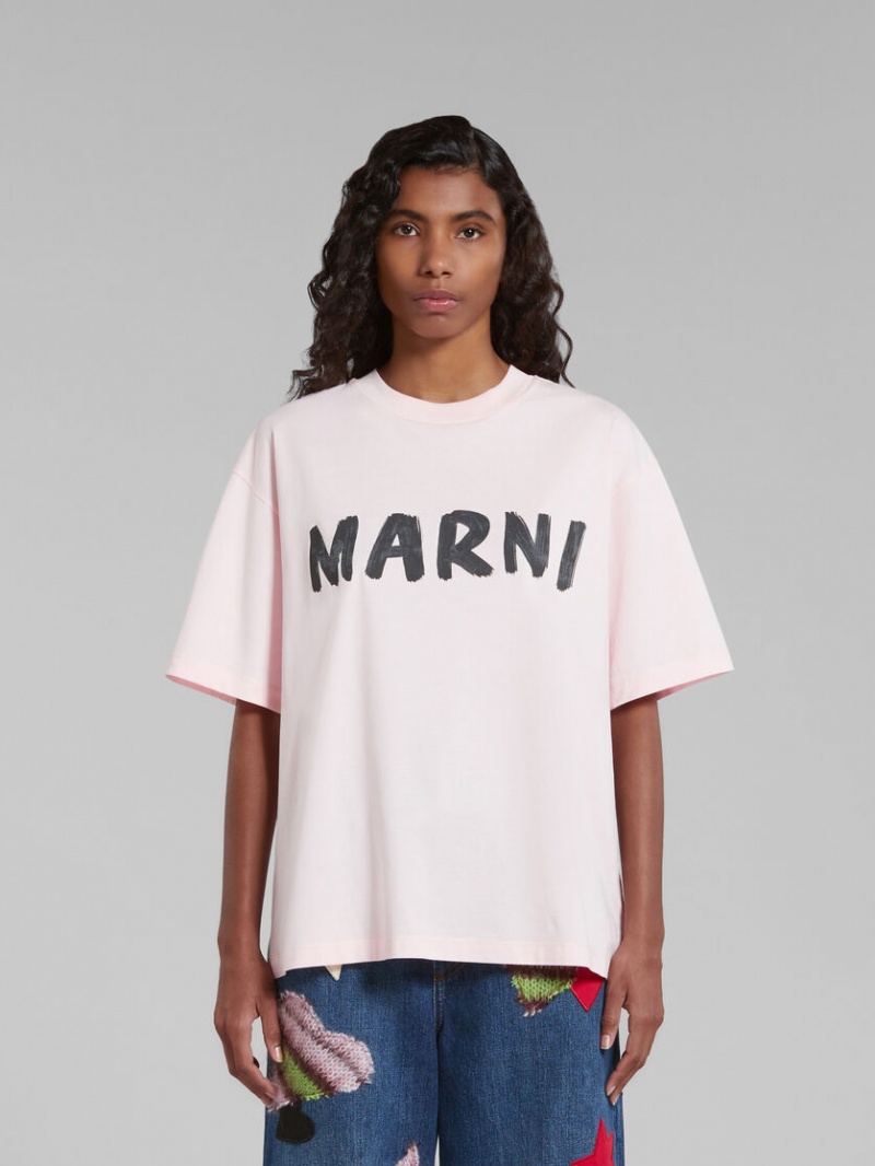 Marni T-shirt With Marni Print Roze | UBEND44642