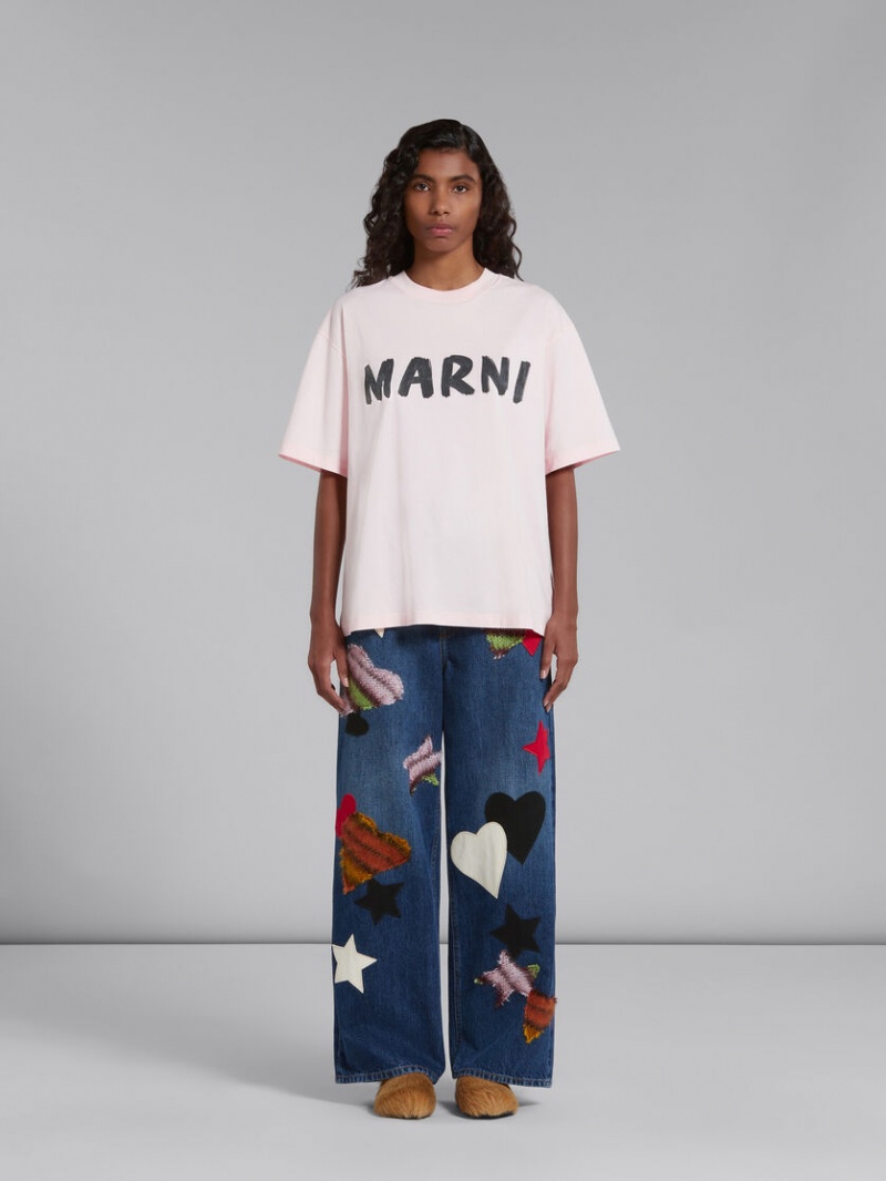 Marni T-shirt With Marni Print Roze | UBEND44642