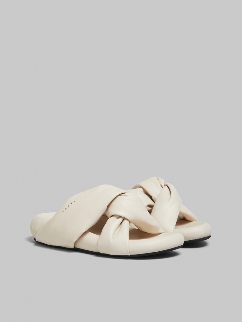 Marni Twisted Leren Bubble Sandal Wit | DBEKV92004