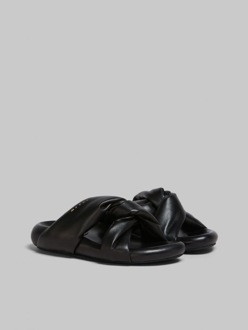 Marni Twisted Leren Bubble Sandal Zwart | BECIF90905