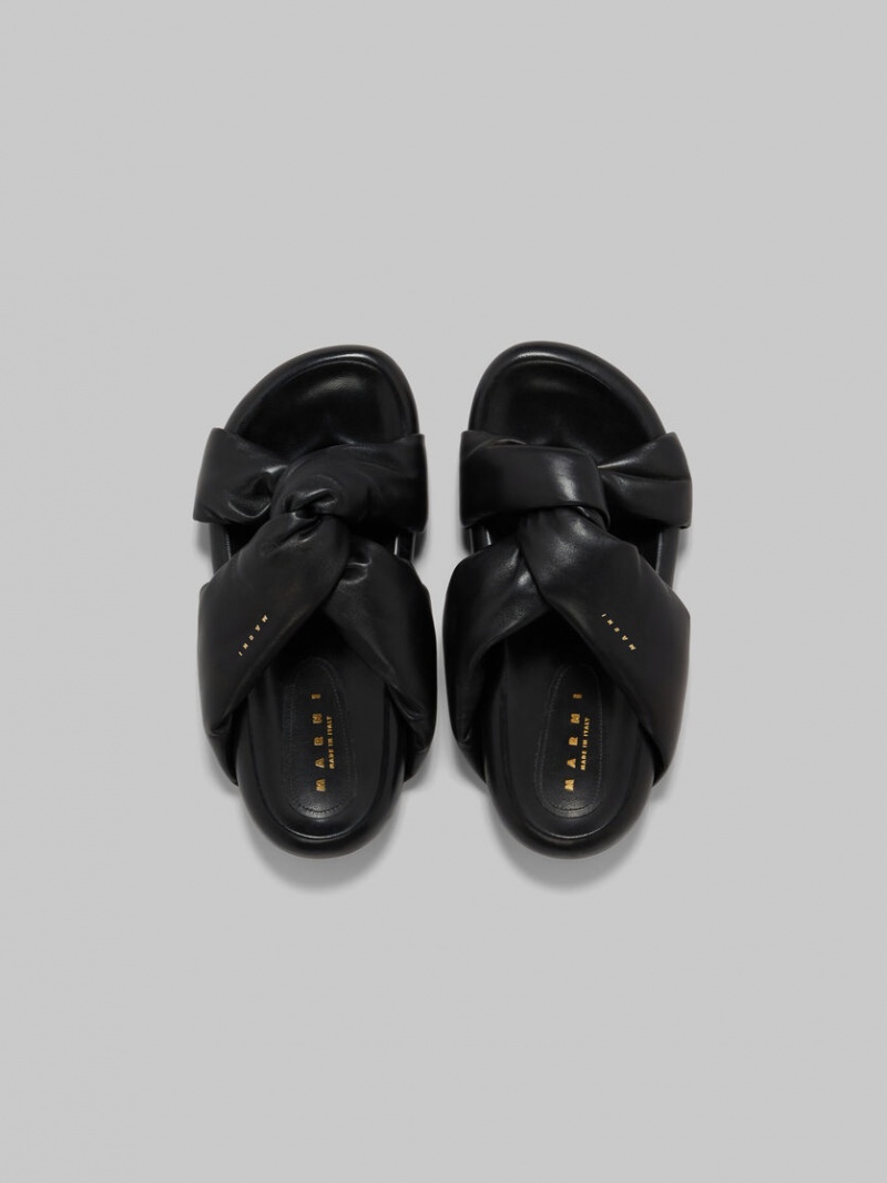 Marni Twisted Leren Bubble Sandal Zwart | BECIF90905