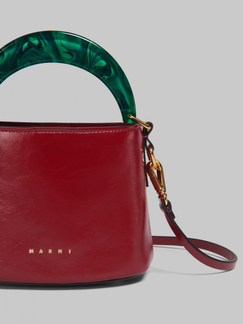 Marni Venice Mini Bucket Bag Lak Leren Rood | TBEWZ53050