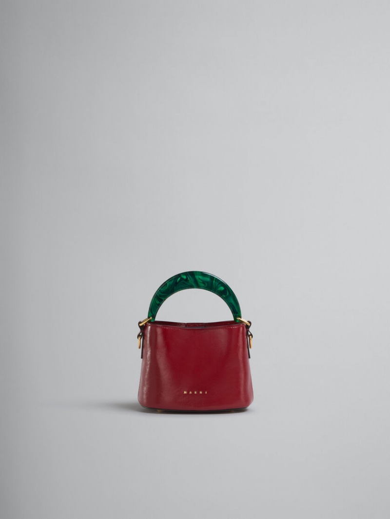 Marni Venice Mini Bucket Bag Lak Leren Rood | TBEWZ53050