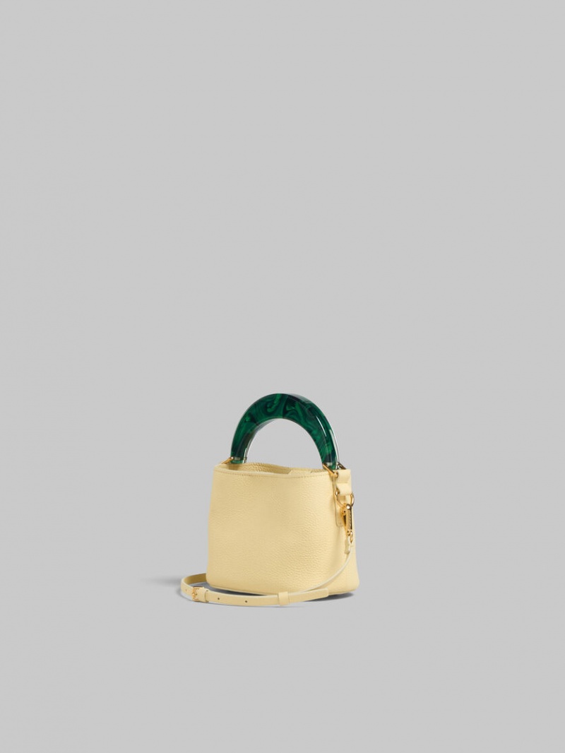 Marni Venice Mini Bucket Bag Leren Lichtgeel | PBEQX87578