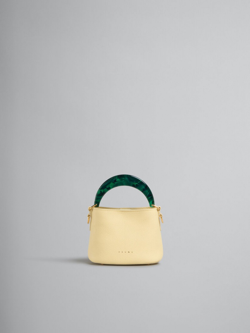 Marni Venice Mini Bucket Bag Leren Lichtgeel | PBEQX87578